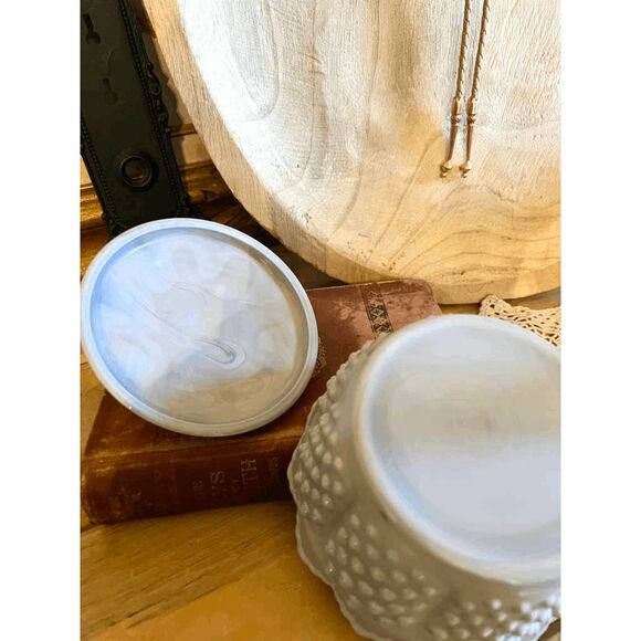 Mosser Glass Gigi Hobnail Butter Tub- Marble -Vintage Style Covered Dish - Picture 4 of 4